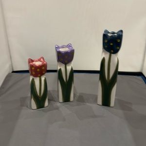 Giftco ceramic flowers candle‎ holders